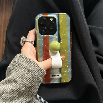 Qfdian Laser Contrasting Striped Ring Buckle Suitable For Iphone 16 15 Phone Case 14 Pro Max Hard Case